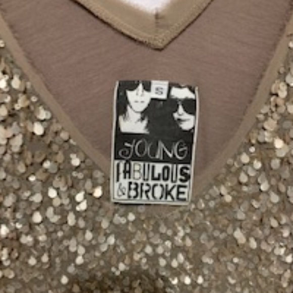 Young Fabulous & Broke Sequin Nude/Gold Tank - S - Picture 3 of 4